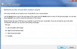 Virtual Machine wizard, Hard Disk